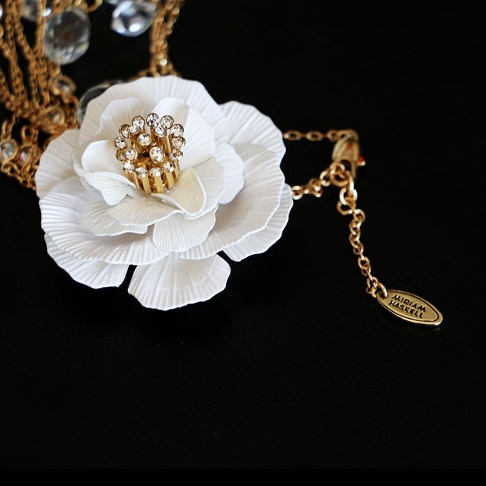 NEW Miriam Haskell Floral Crystal Y Necklace - Picture 2 of 4